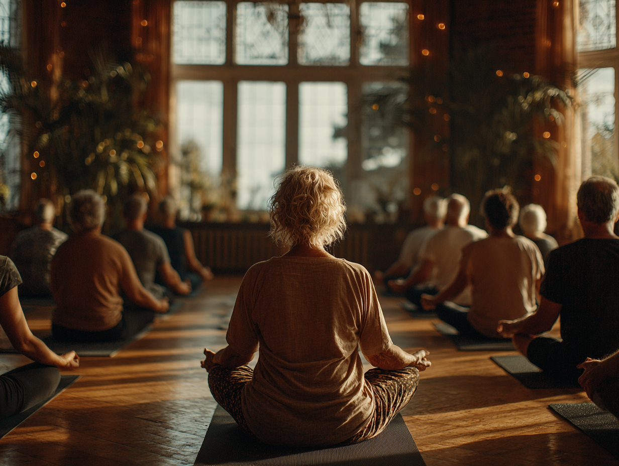 Групове заняття йогою для старших людей